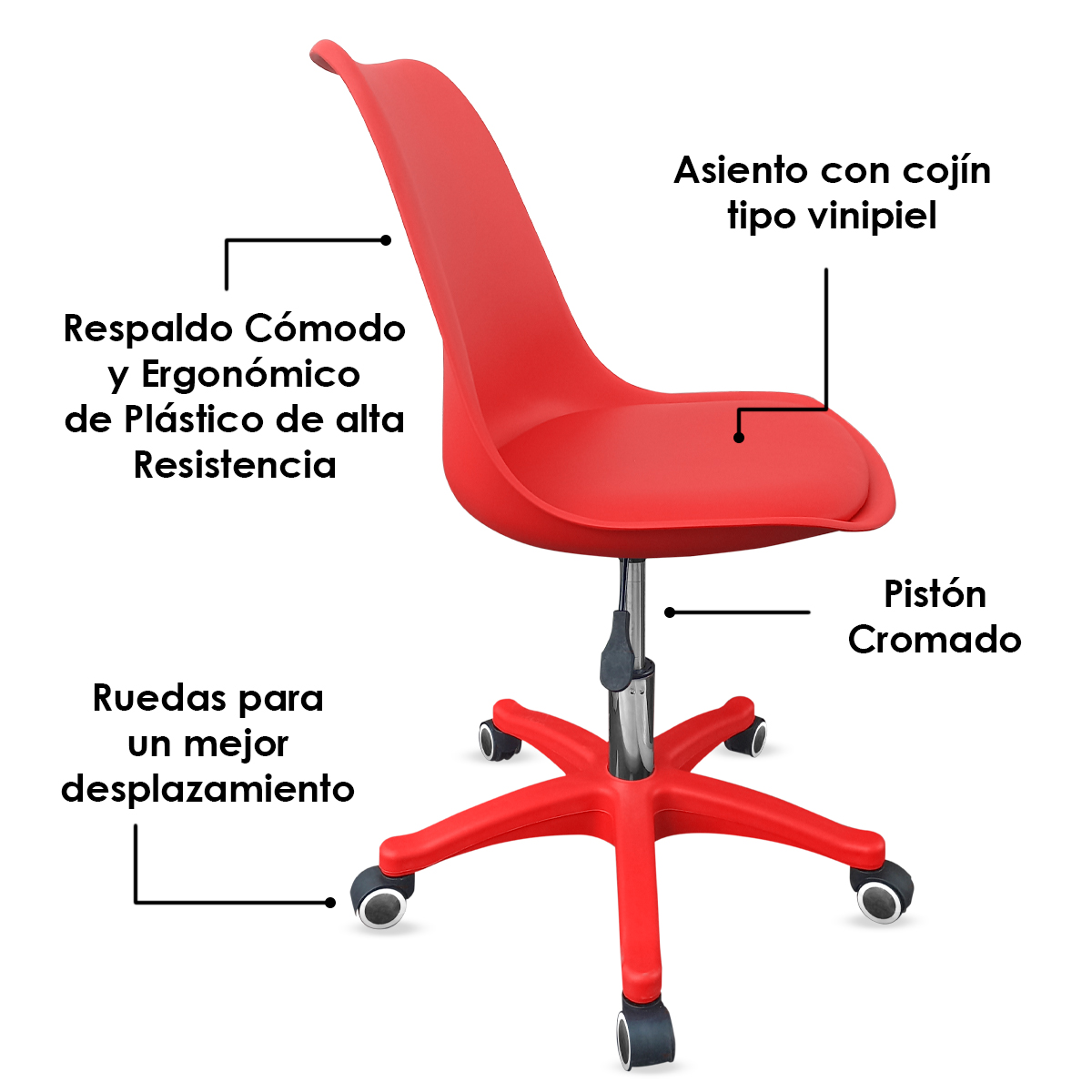 Foto 6 pulgar | Silla Giratoria Oficina Acolchonada Ergonómica Eames Bellair