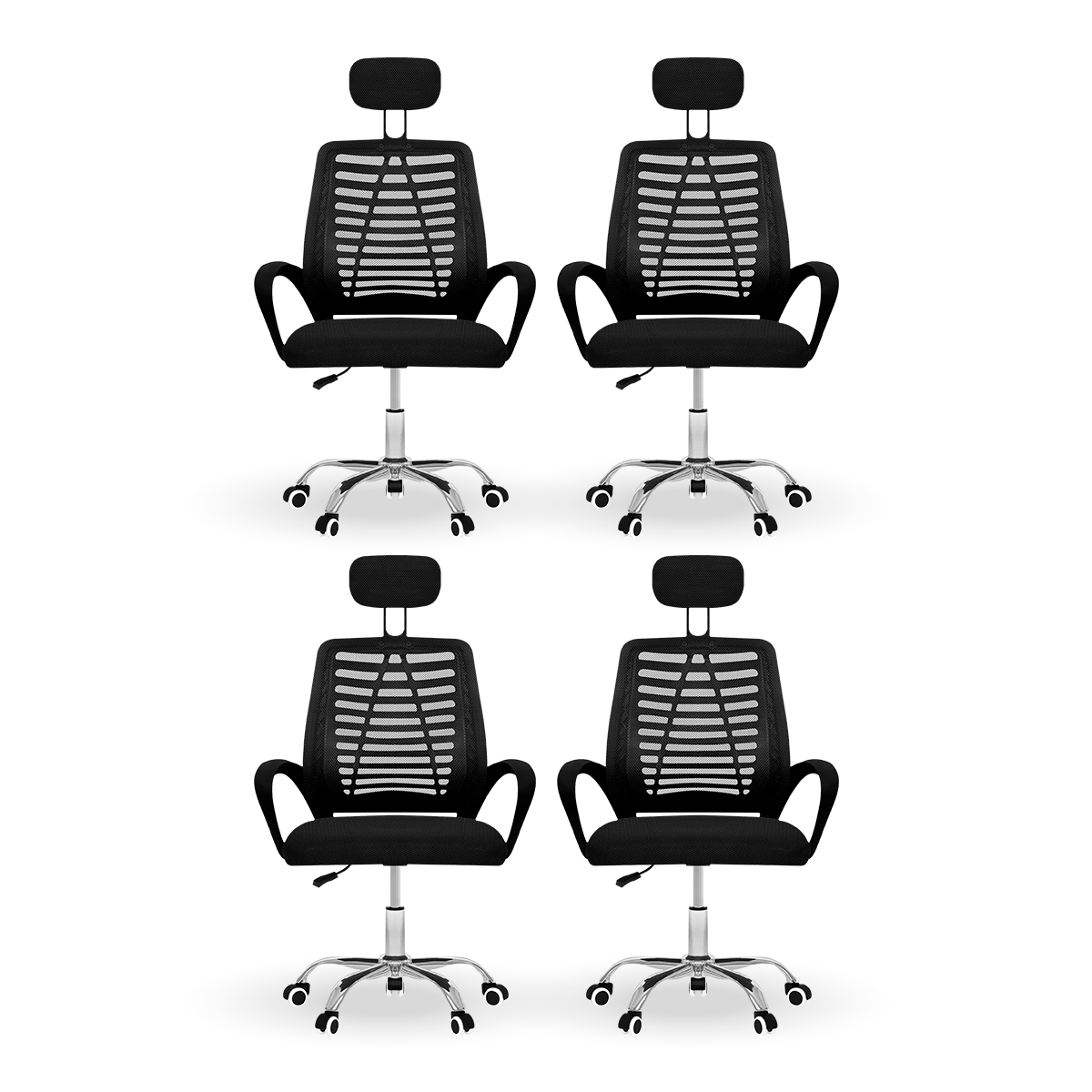 Foto 1 | Set 4 Silla Oficina Comoda Ejecutiva Escritorio Ergonomica Color Negro