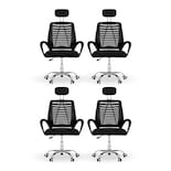 Set 4 Silla Oficina Comoda Ejecutiva Escritorio Ergonomica Color Negro