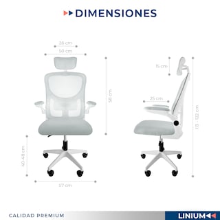Foto 2 | Silla Oficina Escritorio Linium Ergonómica Premium Ejecutiva Color Gris