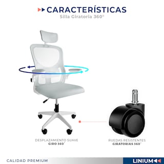 Foto 5 | Silla Oficina Escritorio Linium Ergonómica Premium Ejecutiva Color Gris