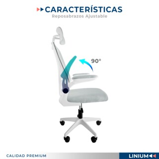 Foto 7 | Silla Oficina Escritorio Linium Ergonómica Premium Ejecutiva Color Gris