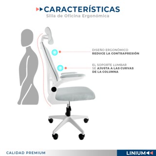 Foto 8 | Silla Oficina Escritorio Linium Ergonómica Premium Ejecutiva Color Gris