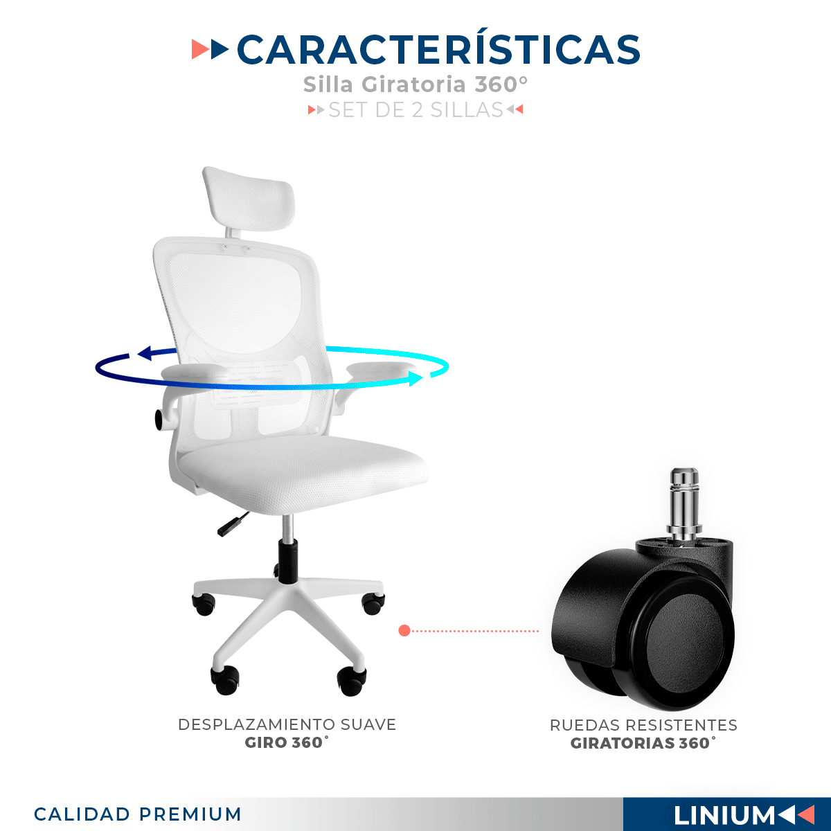 Foto 5 | Set De 2 Sillas Oficina Escritorio Linium Ergo Premium Ejecutiva Color Blanca