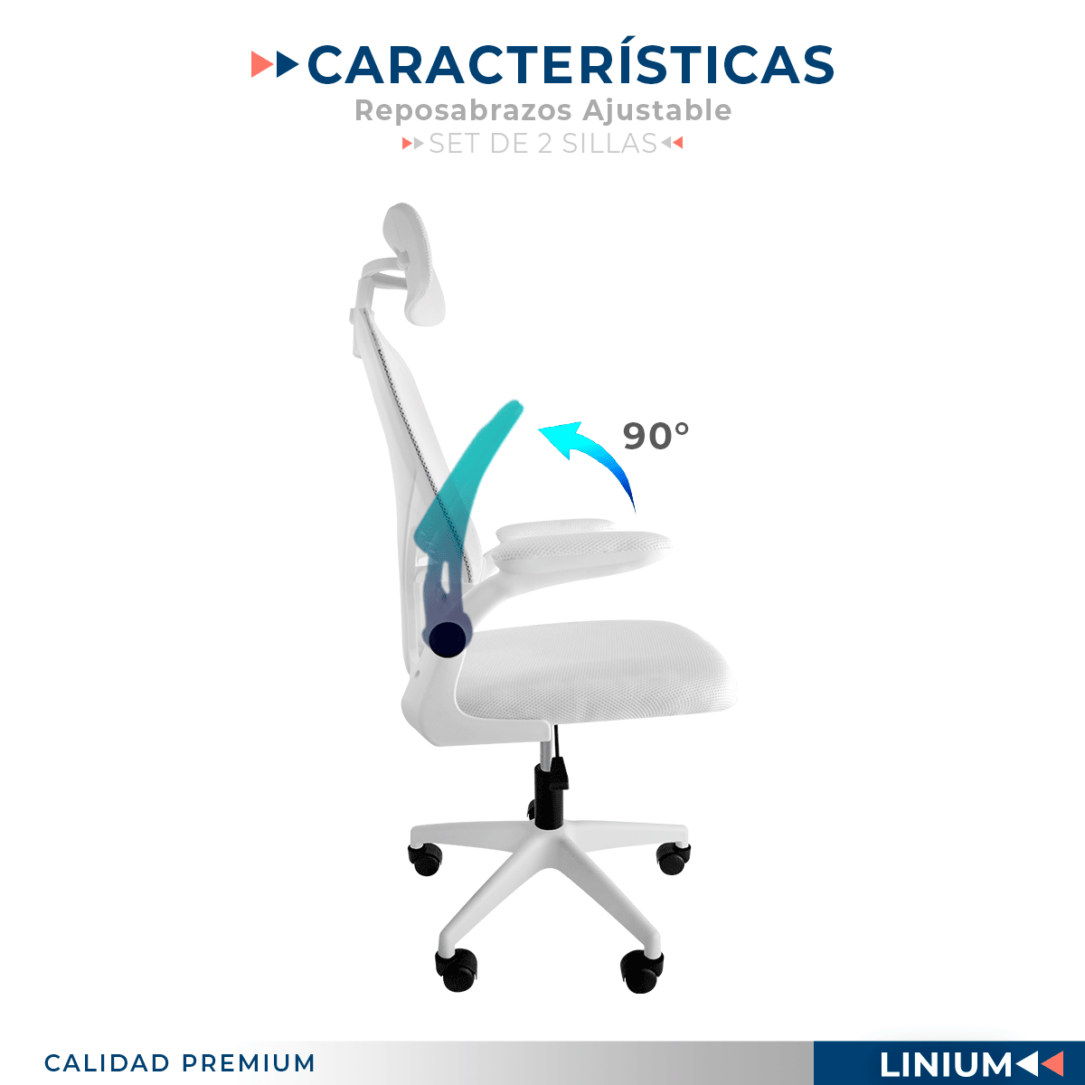 Foto 7 | Set De 2 Sillas Oficina Escritorio Linium Ergo Premium Ejecutiva Color Blanca