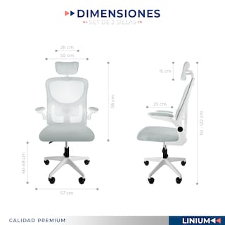 Foto 2 | Set De 2 Sillas Oficina Escritorio Linium Ergo Premium Ejecutiva Color Gris