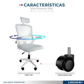Foto 5 | Set De 2 Sillas Oficina Escritorio Linium Ergo Premium Ejecutiva Color Gris