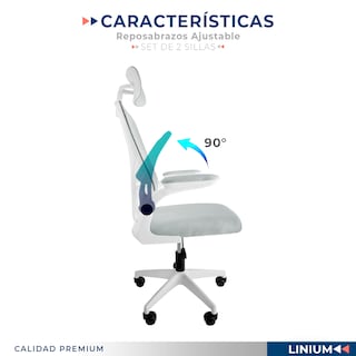 Foto 7 | Set De 2 Sillas Oficina Escritorio Linium Ergo Premium Ejecutiva Color Gris