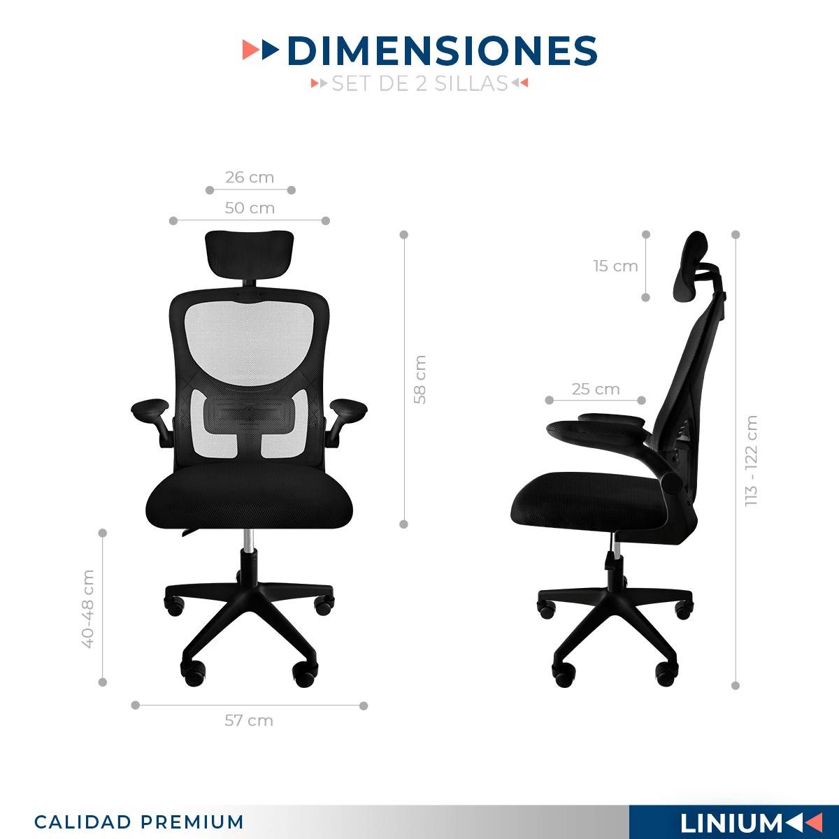 Foto 2 | Set 2 Sillas Oficina Escritorio Linium Ergo Premium Ejecutiva Color Negro