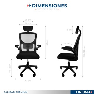 Foto 2 | Set 2 Sillas Oficina Escritorio Linium Ergo Premium Ejecutiva Color Negro