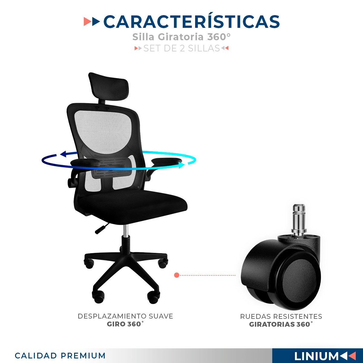 Foto 5 | Set 2 Sillas Oficina Escritorio Linium Ergo Premium Ejecutiva Color Negro