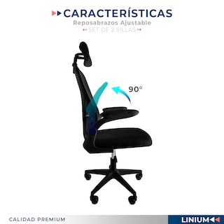 Foto 7 | Set 2 Sillas Oficina Escritorio Linium Ergo Premium Ejecutiva Color Negro