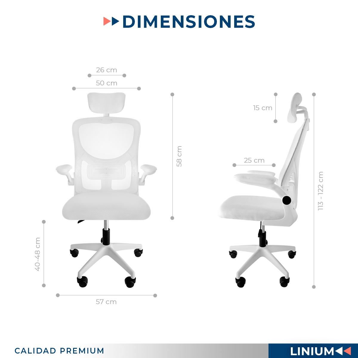 Foto 3 pulgar | Silla Oficina Escritorio Linium Ergonómica Premium Ejecutiva Color Blanca