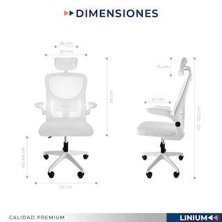 Foto 2 | Silla Oficina Escritorio Linium Ergonómica Premium Ejecutiva Color Blanca