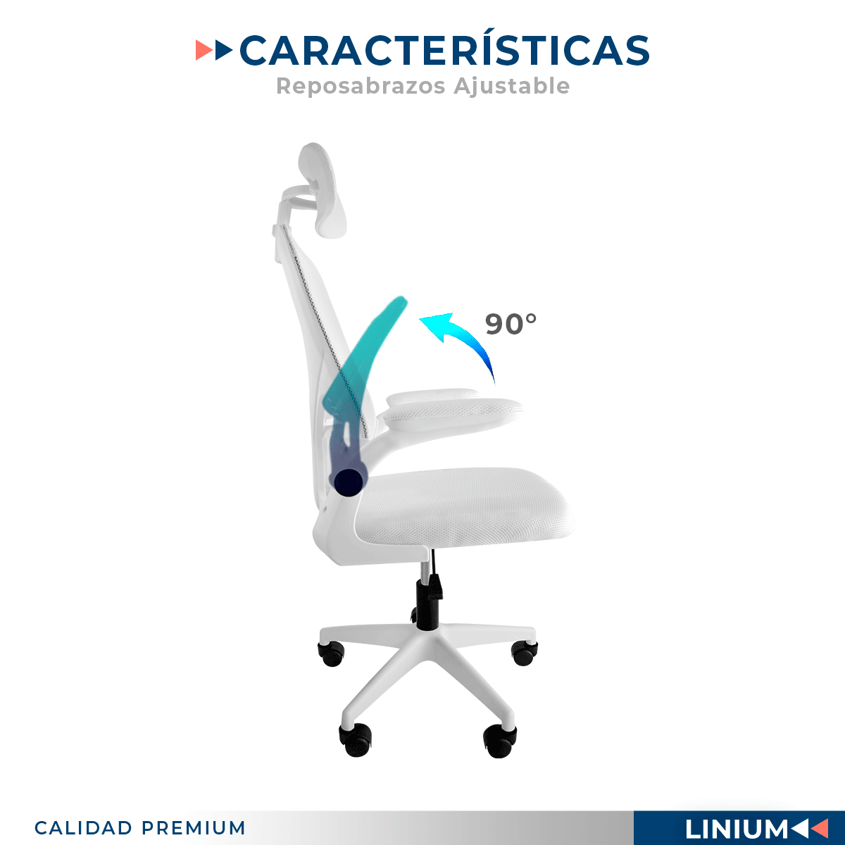 Foto 8 pulgar | Silla Oficina Escritorio Linium Ergonómica Premium Ejecutiva Color Blanca