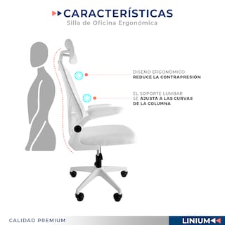 Foto 8 | Silla Oficina Escritorio Linium Ergonómica Premium Ejecutiva Color Blanca