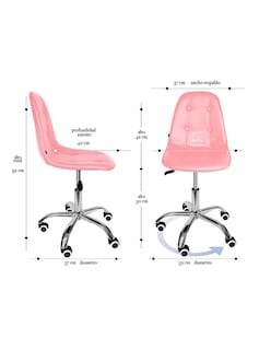 Foto 2 | Silla de Oficina Vinipiel Rosa Ergonómica Set 2 Piezas