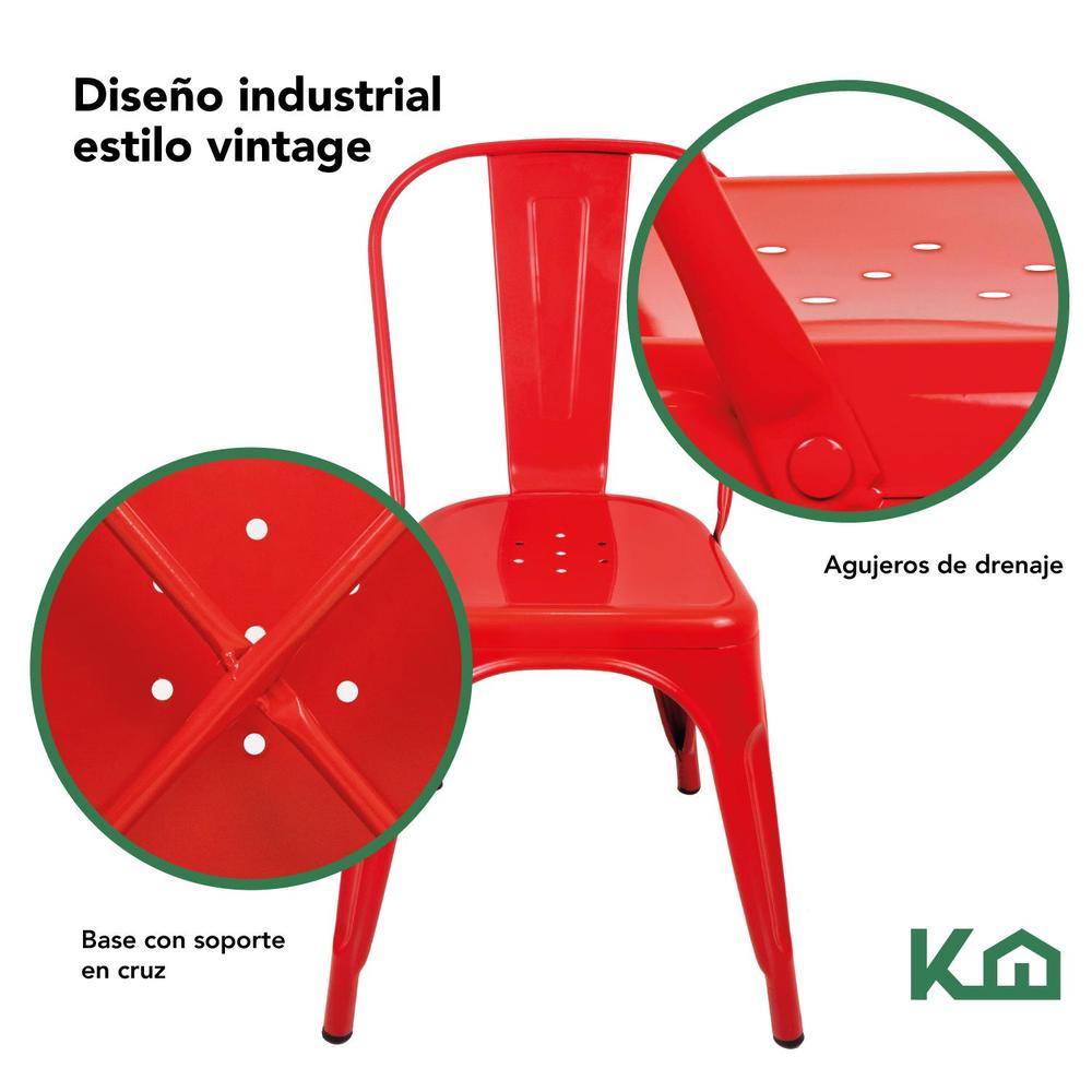Foto 4 pulgar | Silla Tipo Tolix Metal 2 Pieza Comedor Restaurante Exterior