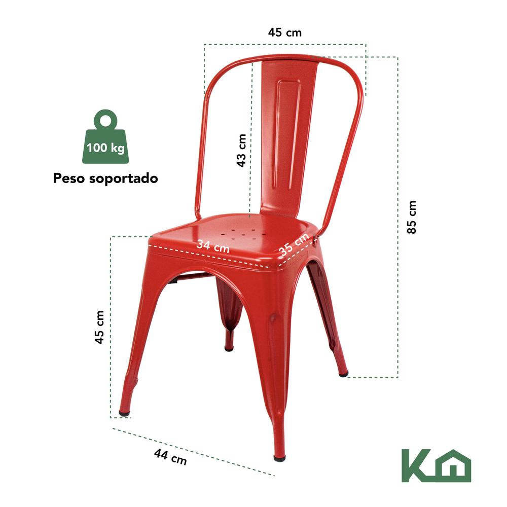 Foto 5 | Silla Tipo Tolix Metal 2 Pieza Comedor Restaurante Exterior