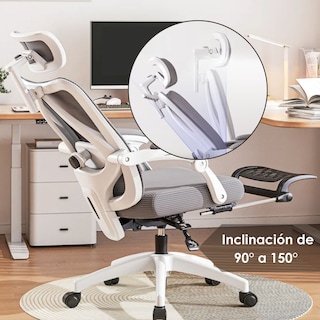 Foto 8 | Silla de Oficina Ergonómica con Soporte Lumbar Ajustable Blanco