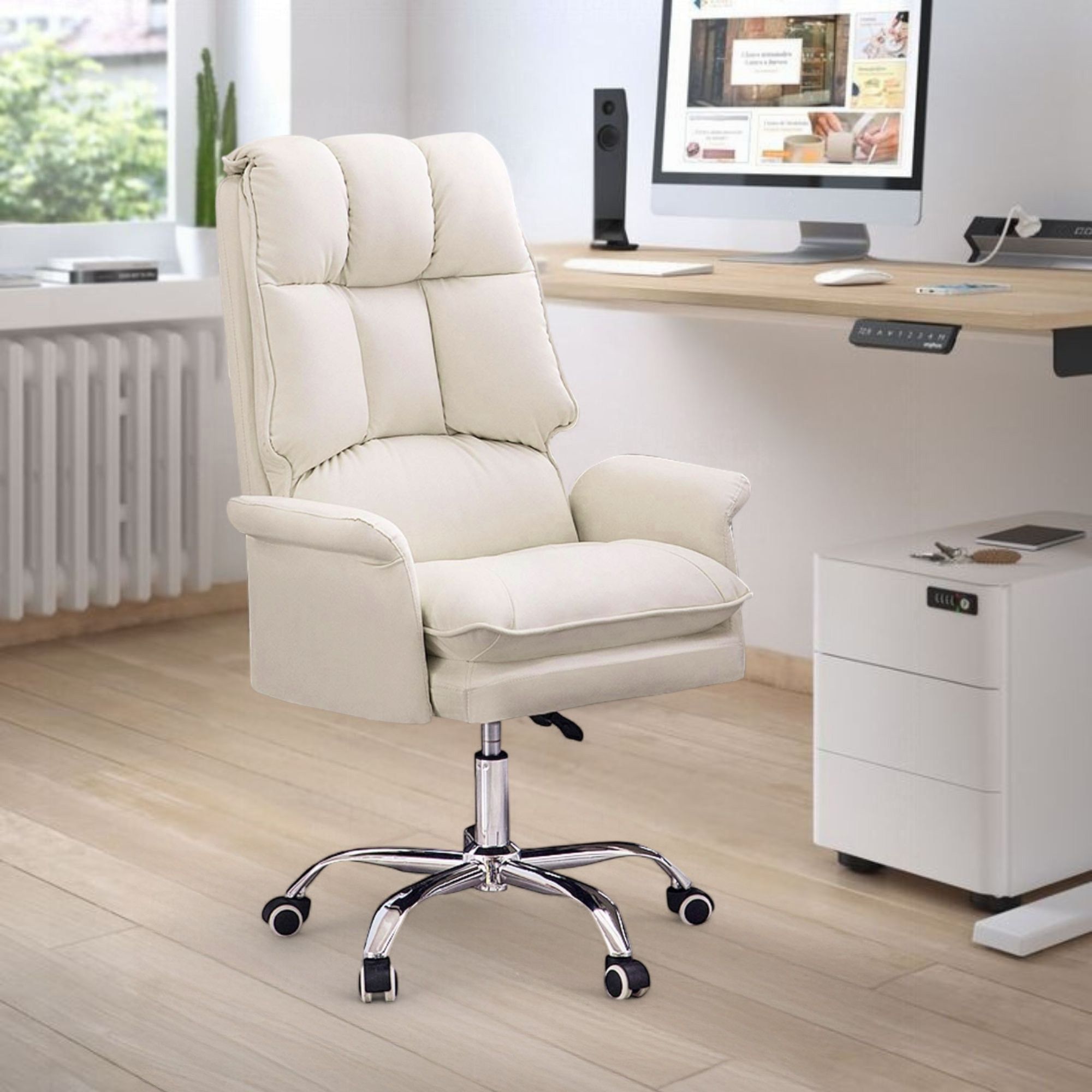 Foto 5 pulgar | Silla Para Oficina Acolchada Blanca