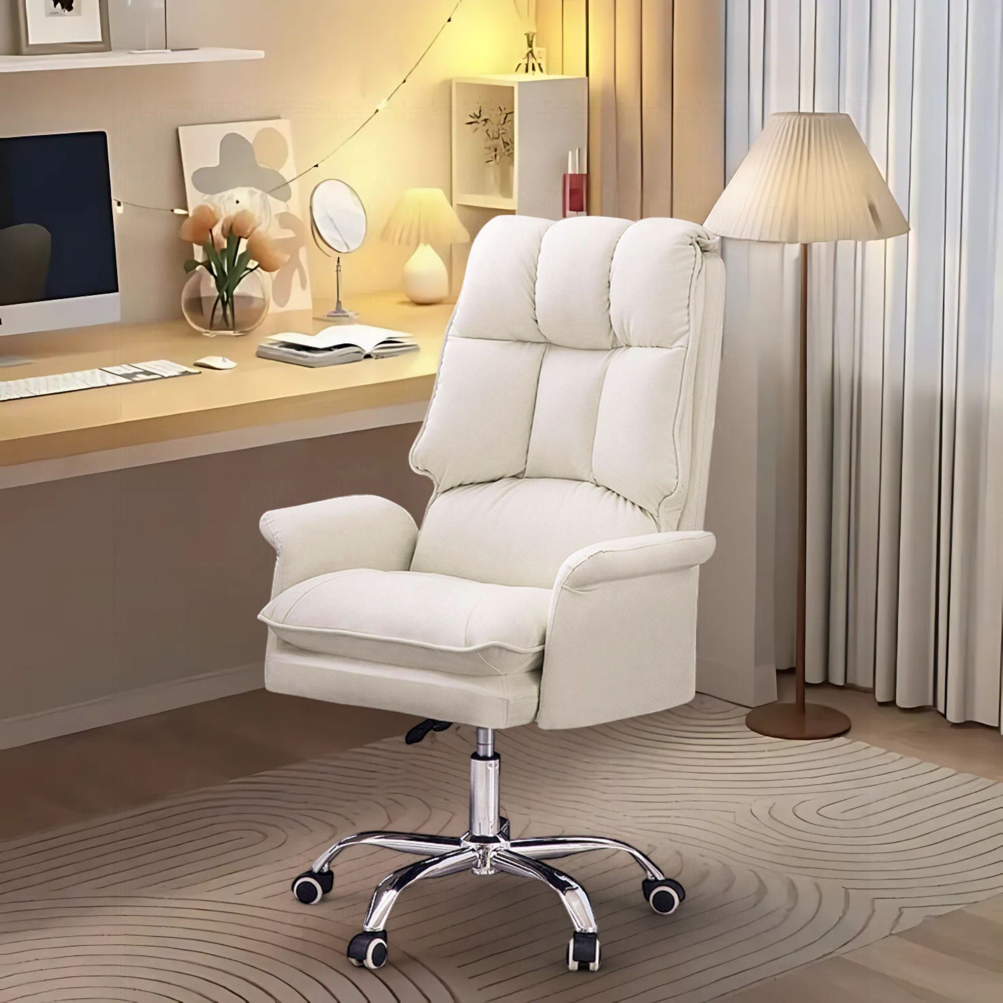 Foto 6 pulgar | Silla Para Oficina Acolchada Blanca