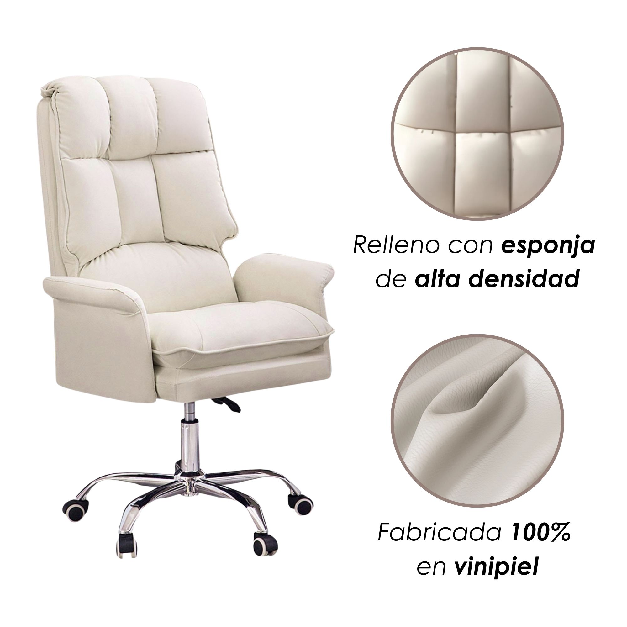 Foto 7 pulgar | Silla Para Oficina Acolchada Blanca