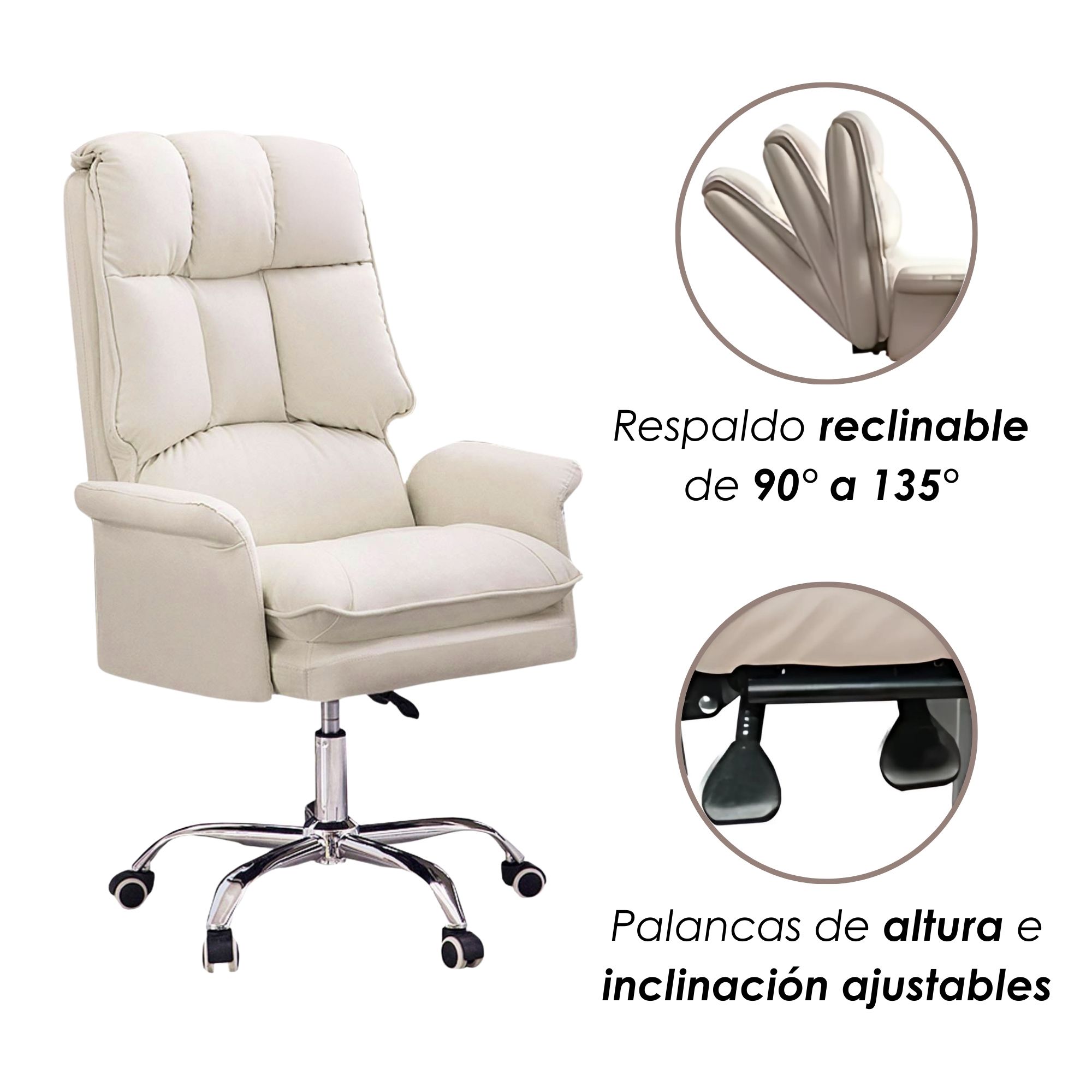 Foto 8 pulgar | Silla Para Oficina Acolchada Blanca