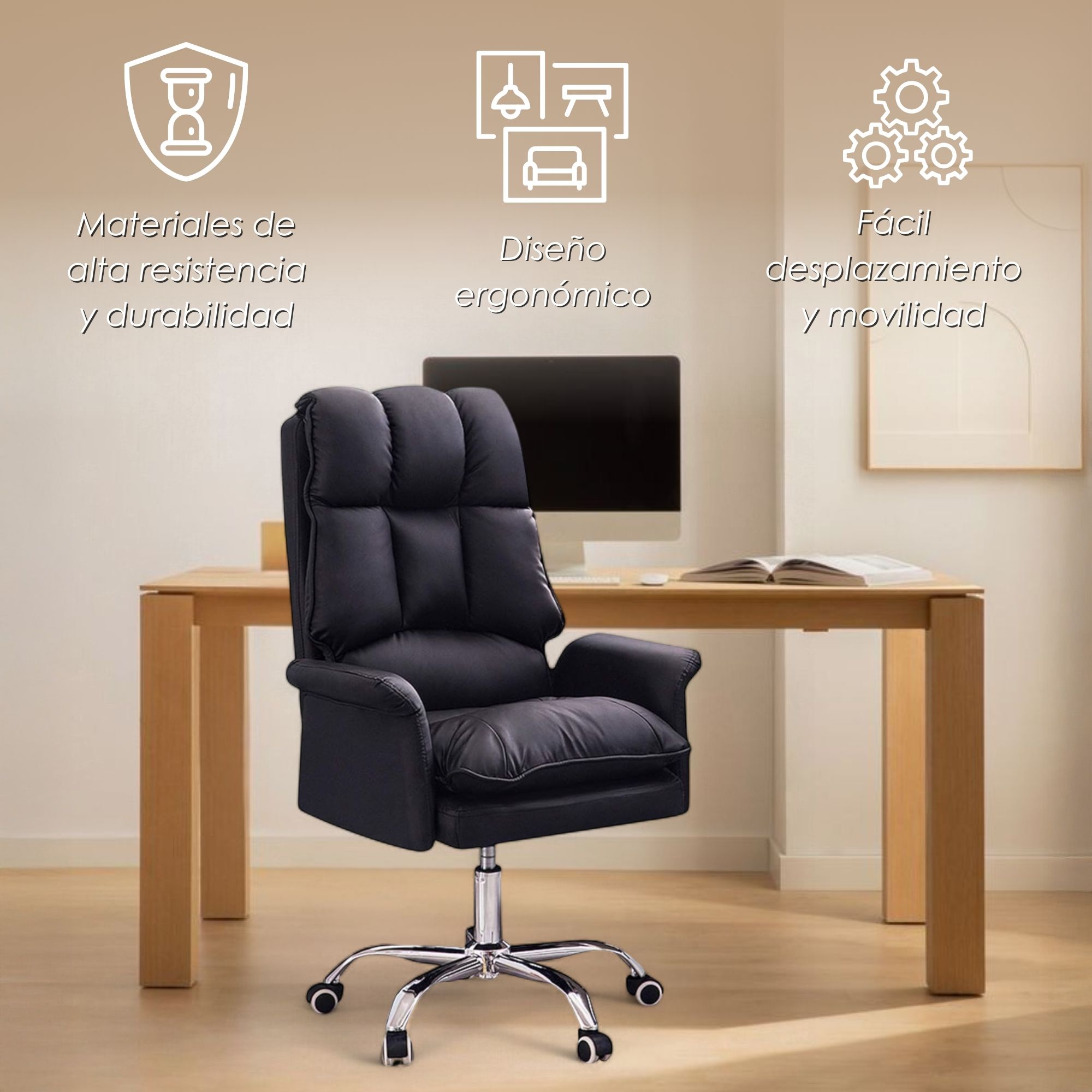 Foto 4 pulgar | Silla Para Oficina Acolchada Negra