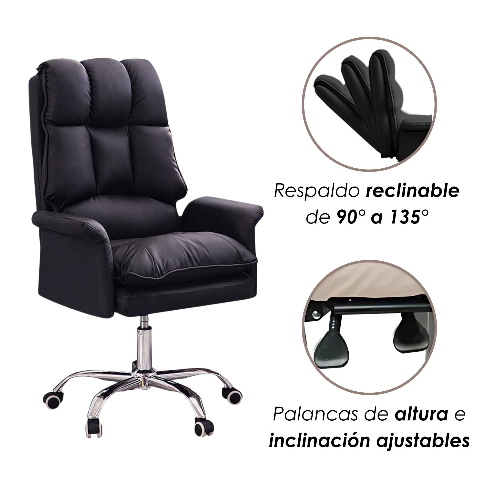 Foto 8 pulgar | Silla Para Oficina Acolchada Negra