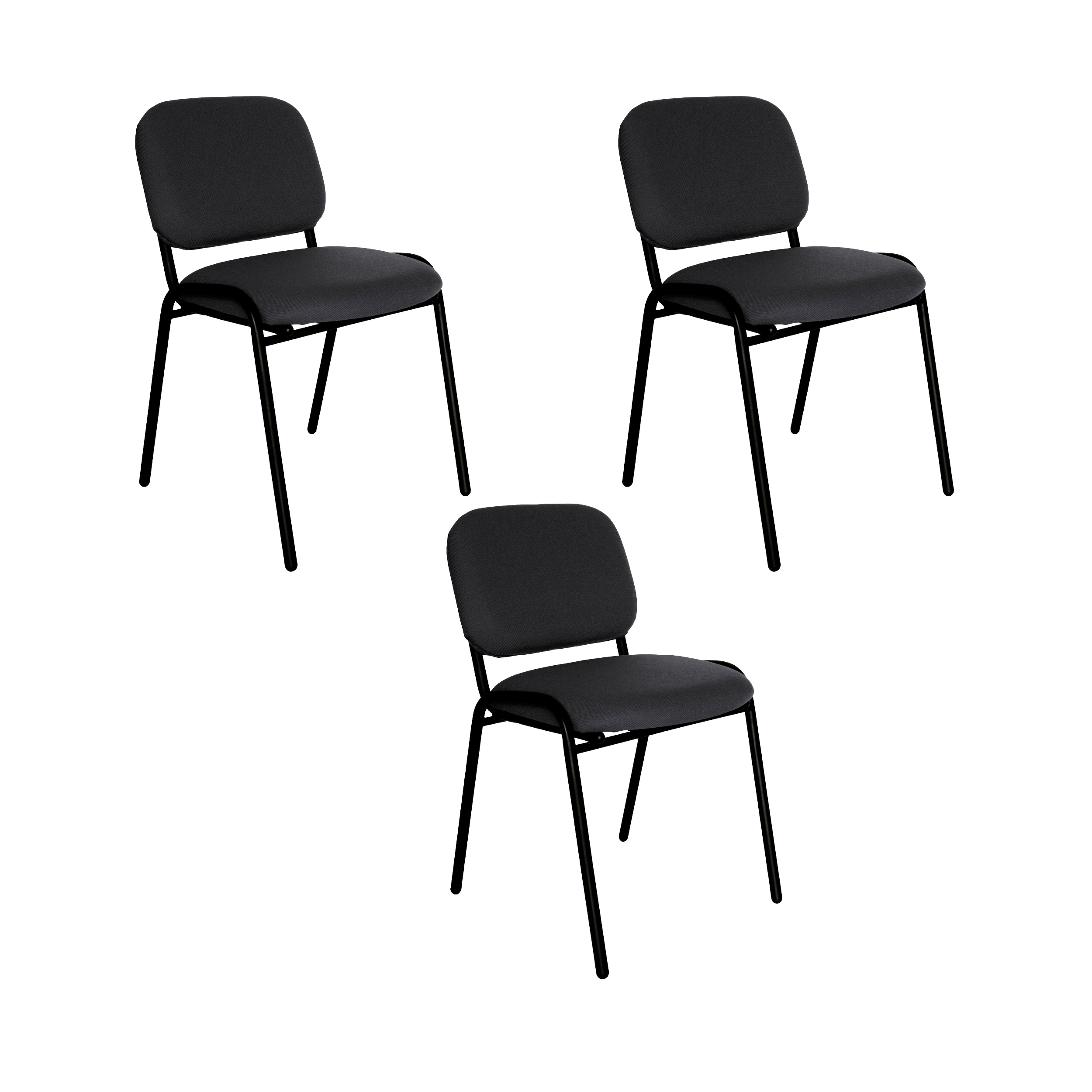 Offiho Set De 3 Sillas Para Oficina, Sala De Espera, Consultorio Con Tapiz De Tela