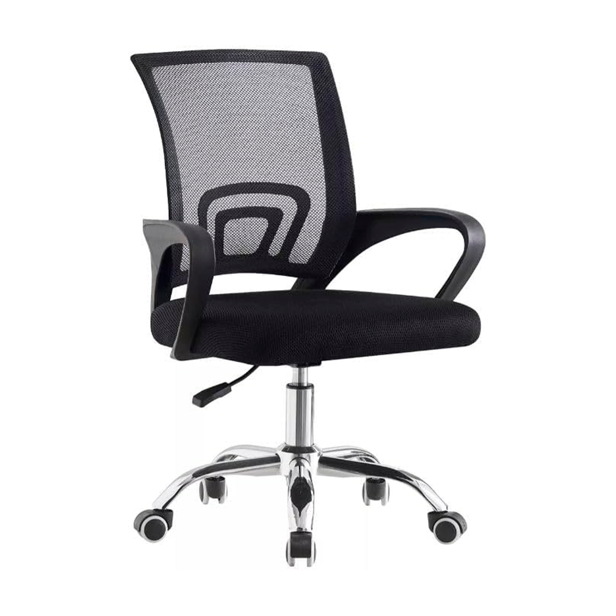 Silla De Oficina Ergonómica Negra Con Malla Transpirable Y Base Metálica – Comodidad Y Resistencia Para Uso Diario