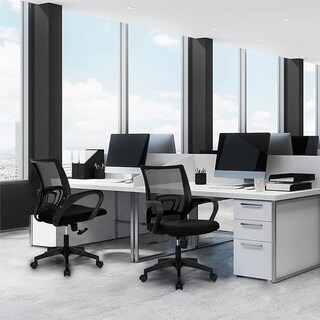 Foto 7 | Silla De Oficina Ergonómica Negra Con Malla Transpirable Y Base Metálica – Comodidad Y Resistencia Para Uso Diario