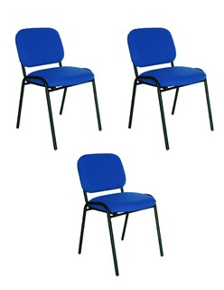 Foto 1 | Offiho Set De 3 Sillas Para Oficina, Sala De Espera, Consultorio Con Tapiz De Tela Color Azul