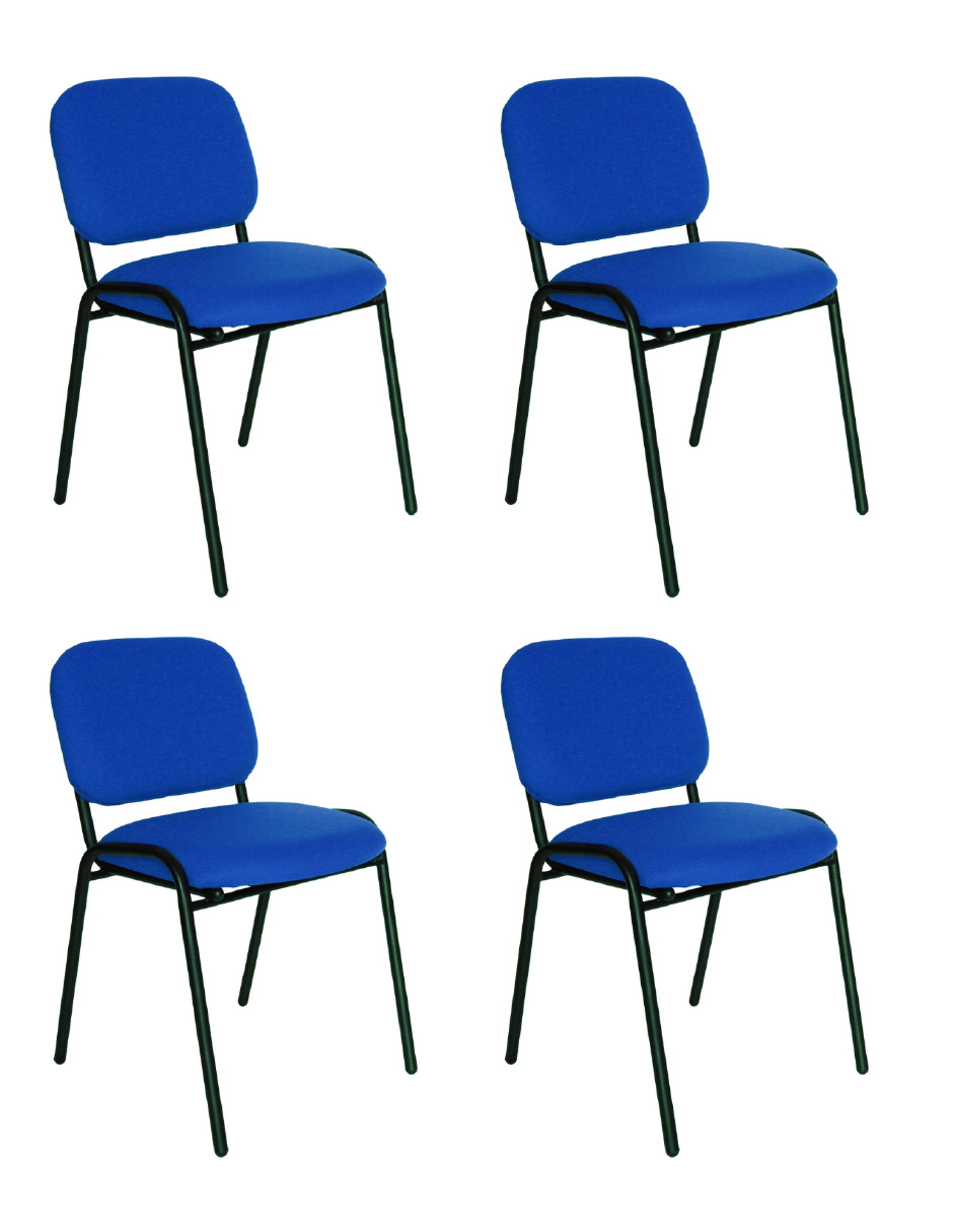 Offiho Set De 4 Sillas Para Oficina, Salas De Espera, Consultorio Con Tapiz De Tela Color Azul