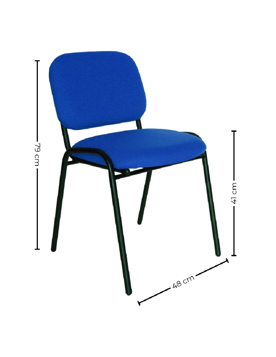 Foto 8 | Offiho Set De 4 Sillas Para Oficina, Salas De Espera, Consultorio Con Tapiz De Tela Color Azul