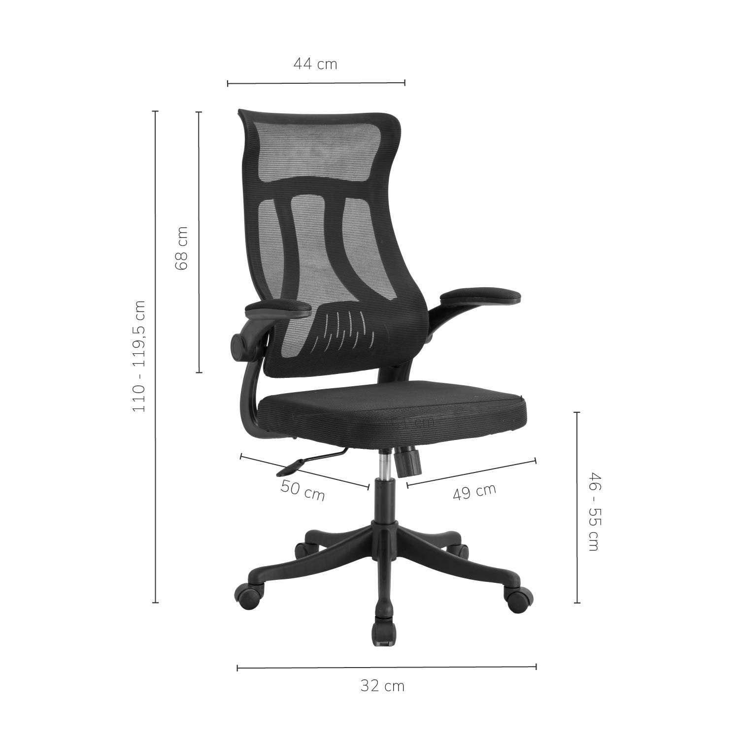 Foto 4 pulgar | Silla Oficina Ergonomus Bm-1073 Ergonómica Apoyabrazos Abatibles Negra