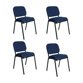 Foto 1 | Offiho Set De 4 Sillas Para Oficina, Salas De Espera, Consultorio Con Tapiz De Tela Color Azul Marino