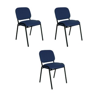 Foto 1 | Offiho Set De 3 Sillas Para Oficina, Sala De Espera, Consultorio Con Tapiz De Tela Color Azul Marino