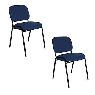 Foto 1 | Offiho Set De 2 Sillas Ecovisita Para Oficinas, Salas De Espera O Consultorios Con Tapiz De Tela Color Azul Marino