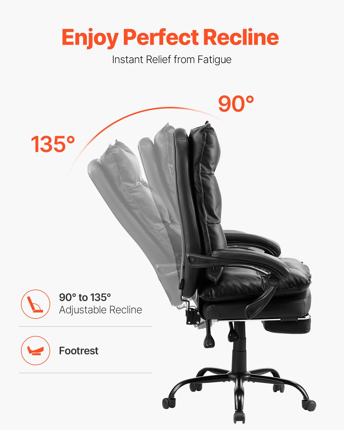 Foto 4 pulgar | Silla De Oficina Vevor Executive Con Reposapiés De 181,44 Kg De Capacidad - Venta Internacional.