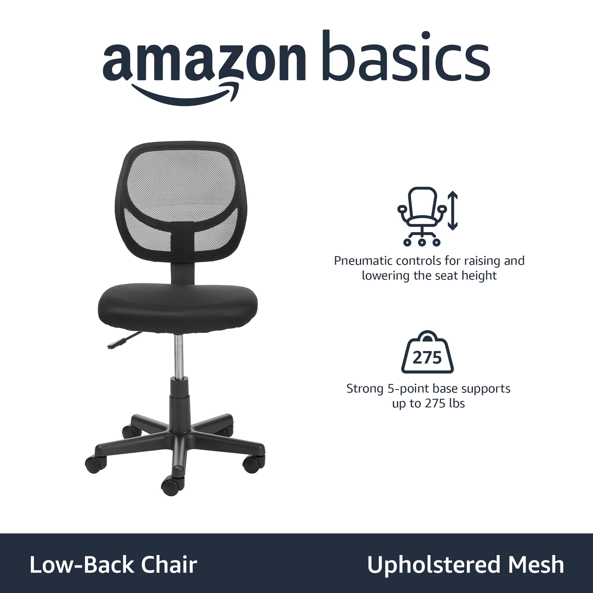 Foto 3 pulgar | Silla De Escritorio Para Computadora De Oficina Amazon Basics Con Respaldo Bajo - Venta Internacional.