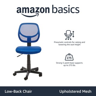 Foto 2 | Silla De Escritorio Para Ordenador De Oficina Amazon Basics, Azul, Nailon - Venta Internacional.