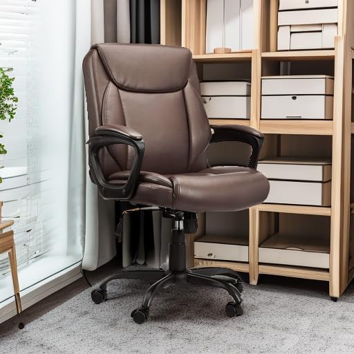 Foto 5 | Silla De Oficina Amazonbasics Classic Puresoft, Acolchada En Poliuretano, Color Marrón - Venta Internacional.