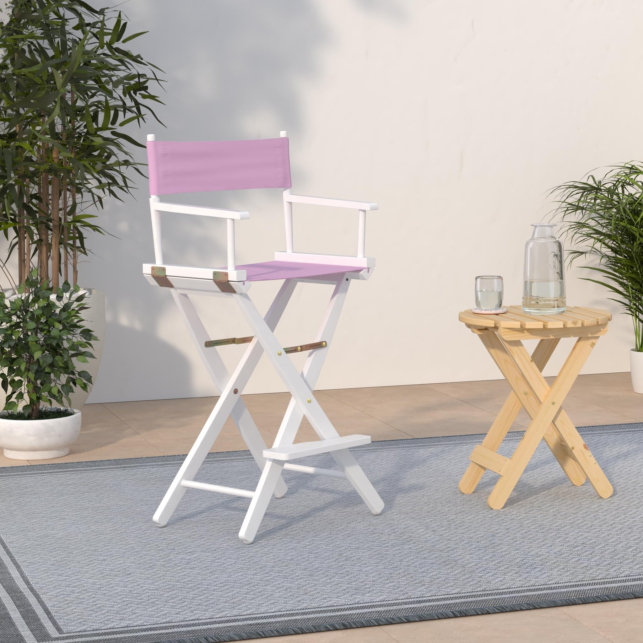 Foto 3 pulgar | Silla Director Casual Home 230-01/021-22, Altura De Barra, Color Blanco Y Rosa - Venta Internacional.