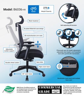 Foto 3 | Silla De Trabajo Boss Office Products De Malla Con Reposacabezas Negra - Venta Internacional.