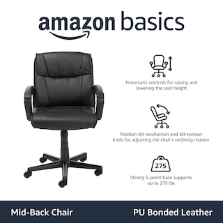 Foto 2 | Silla De Escritorio Amazon Basics Para Ordenador De Oficina, Acolchada, Negra - Venta Internacional.