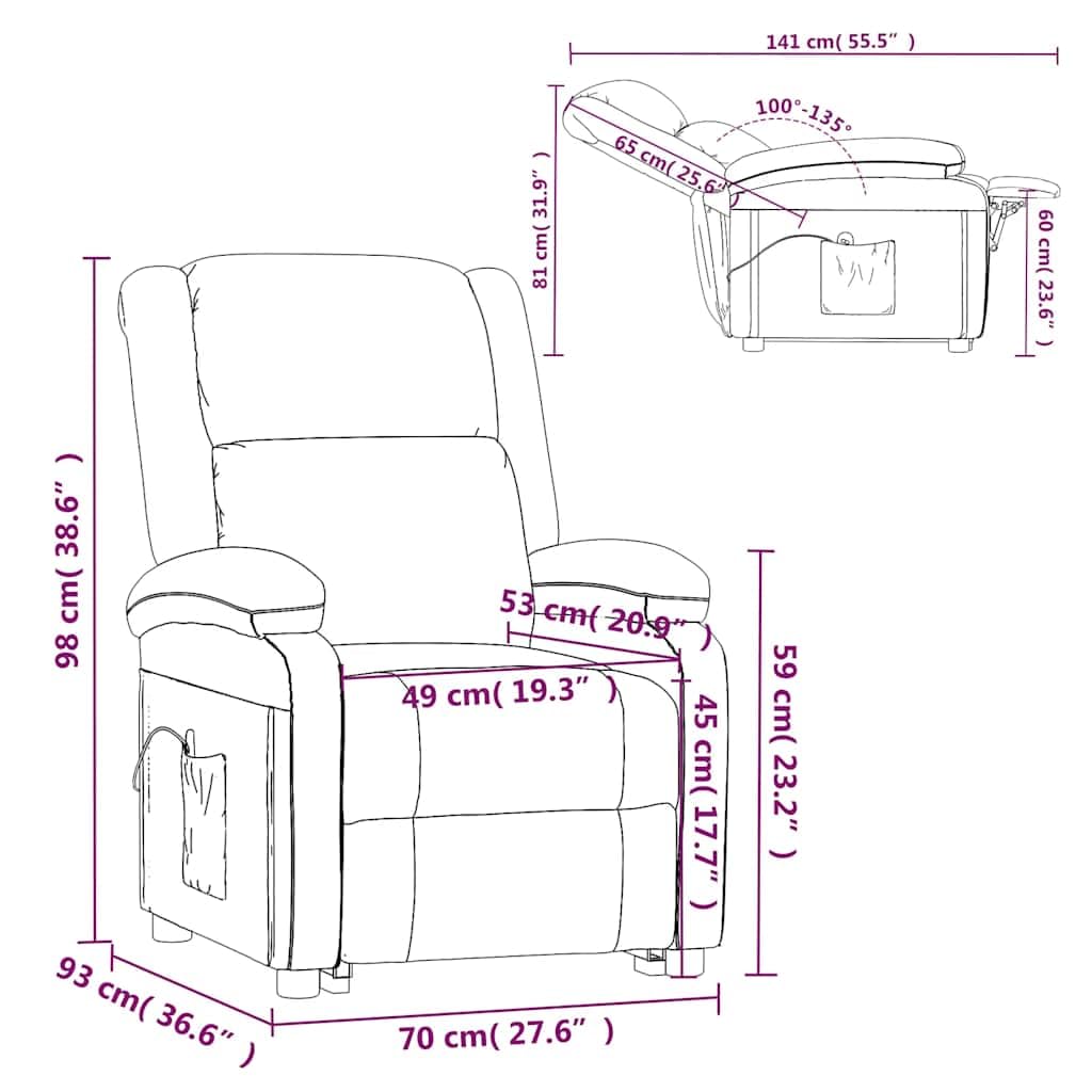 Foto 3 | Sillón De Masaje Vidaxl De Tela Gris Oscuro Con Masaje De 6 Puntos - Venta Internacional.