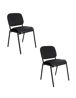 Foto 1 | Offiho Set De 2 Sillas Ecovisita Para Oficinas, Salas De Espera O Consultorios Con Tapiz De Tela Color Gris Oxford