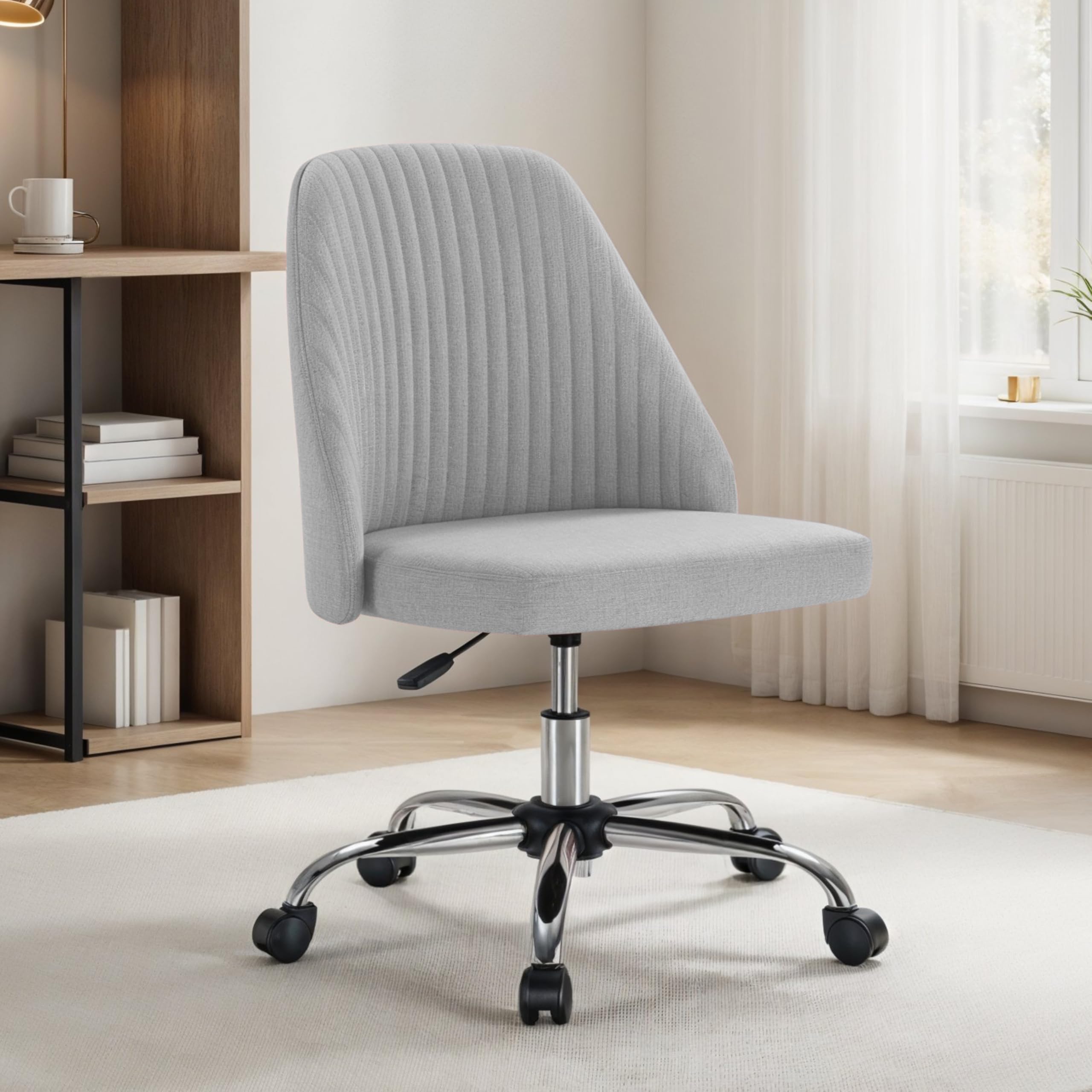 Foto 1 | Silla De Escritorio Simple Deluxe Sin Brazos, Giratoria, Gris - Venta Internacional.